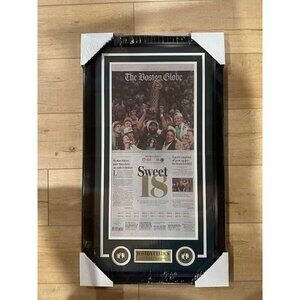 Boston Celtics 2024 NBA Finals Champions Newspaper Framed The Boston Globe BROWN